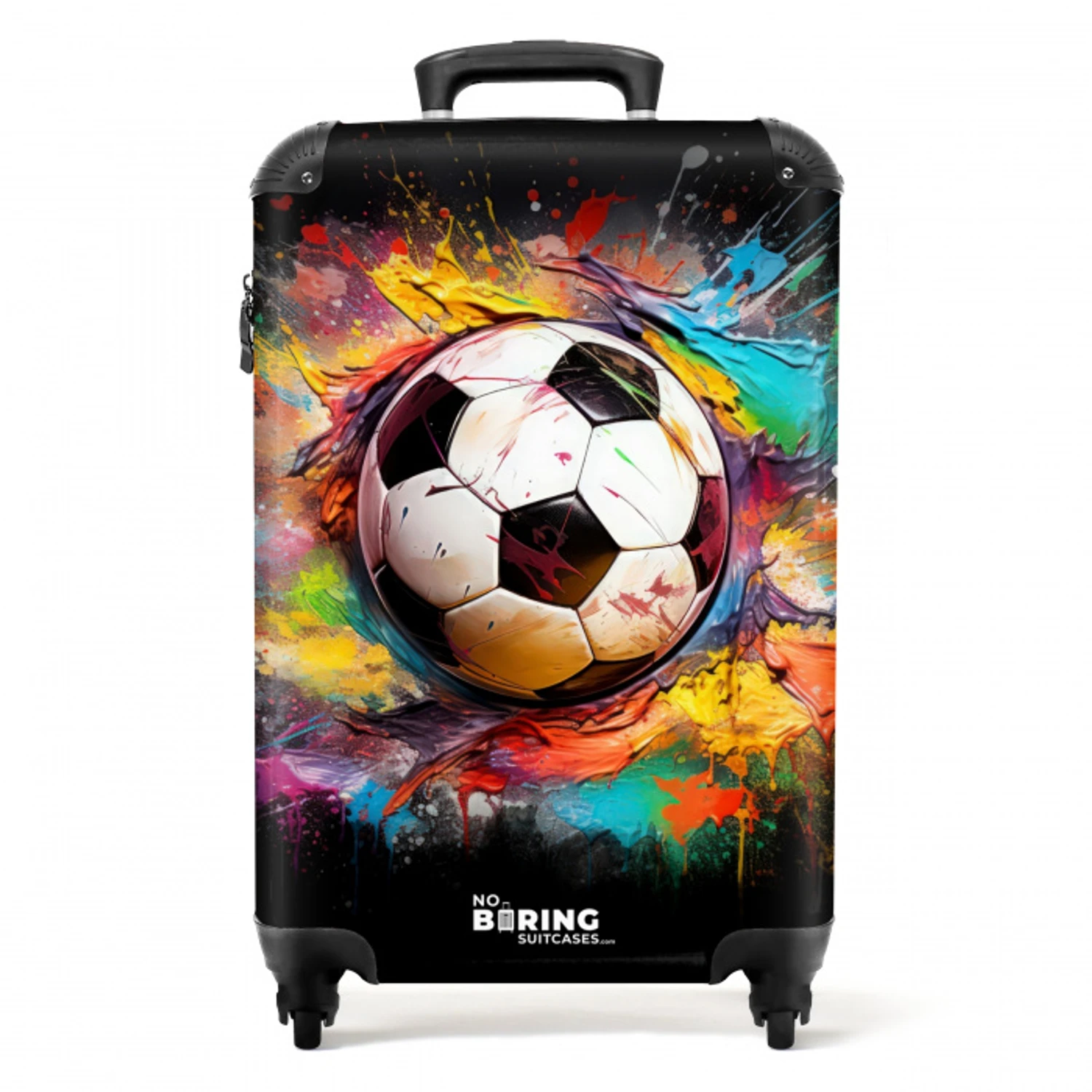 Voetbal omringd door verfklodders NBS - Handbagage koffer - Unisex middel -productfoto_recht
