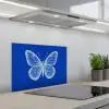 Vlinder - Wit - Getekend - Stippen keuken achterwand spatscherm klein -3d_schuin