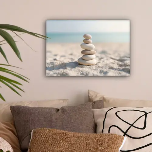 Stenen - Stapel - Zand - Zee canvas 2cm klein -sfeer1