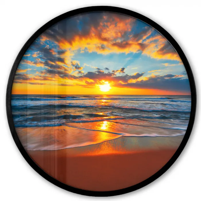 Zee - Zonsondergang - Strand - Wolken - Oranje Fotolijst rond zonder passe partout klein -3d