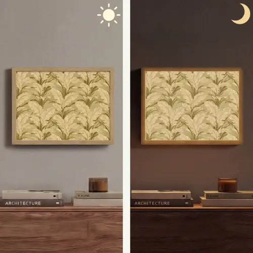 Palmbladeren - Klassiek - Groen Light Box met batterij (Wandlamp) middel 907 -sfeer3
