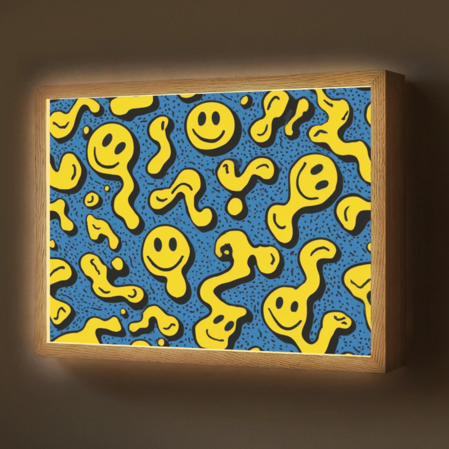 Smileys - Geel - Blauw Light Box met batterij (Wandlamp) middel -z3d_website