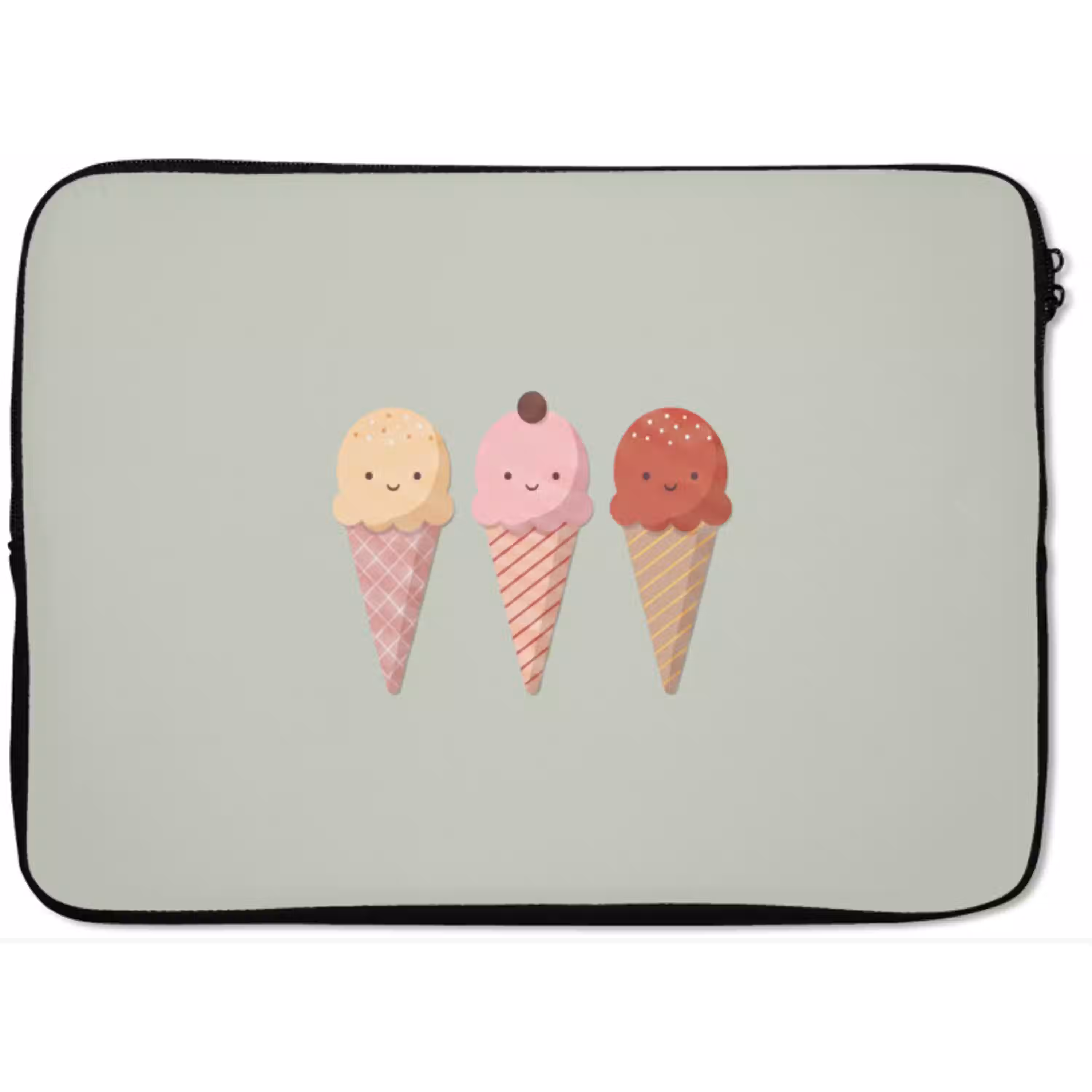 IJs - Hoorntjes - Eten - Illustratie - Vrolijk laptophoes neopreen klein -zkaufland3dotto