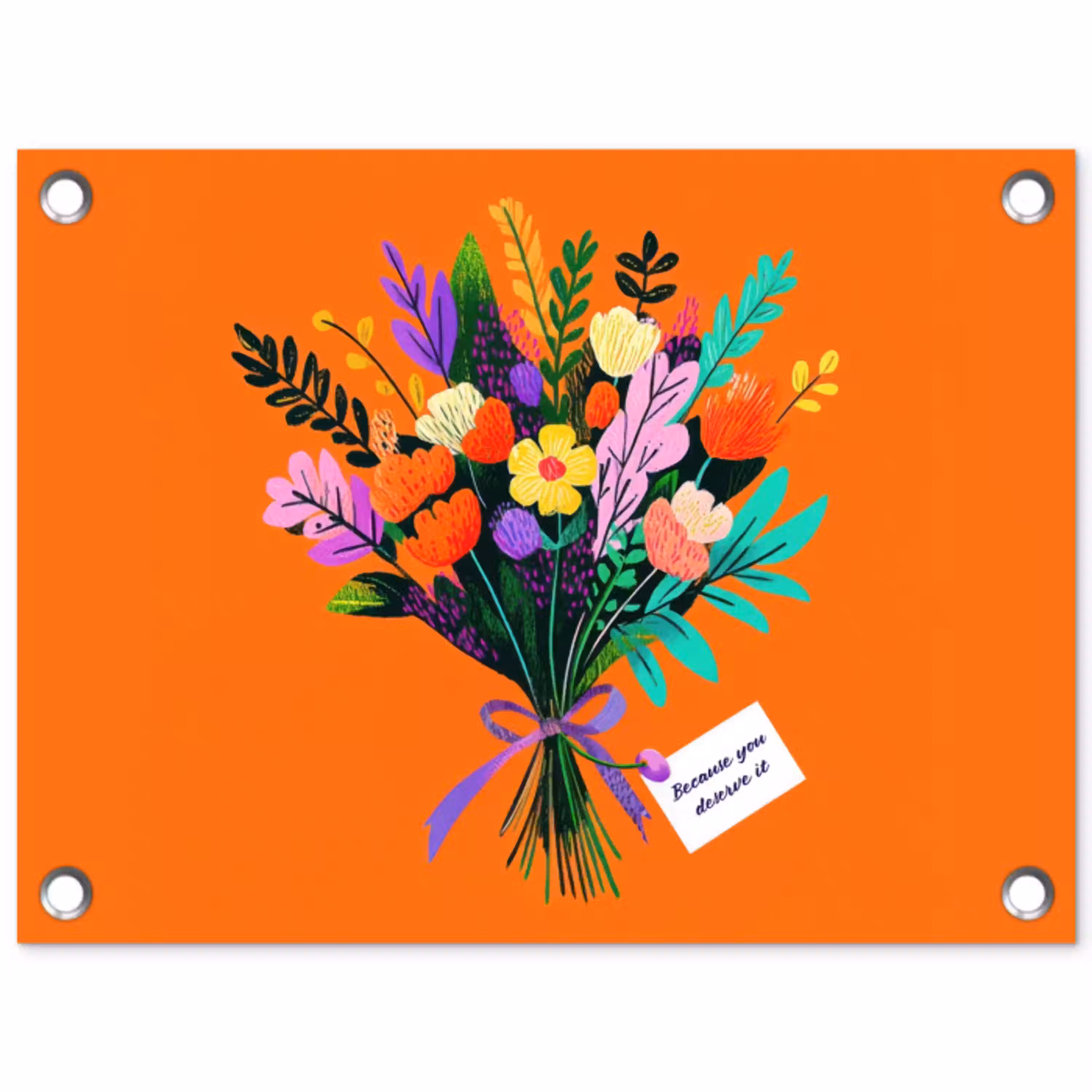 Kaartje - Boeket - Bloemen tuinposter los doek klein -3d