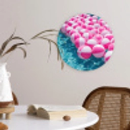 Strandballen - Roze - Water Wandcirkel kunststof plaat 5mm dik klein -sfeer4