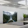 Waterval - Bomen - Bergen keuken achterwand spatscherm klein -3d_schuin