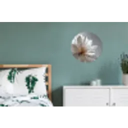 Bloem - Wit - Neutraal Wandcirkel aluminium klein -slaapkamer