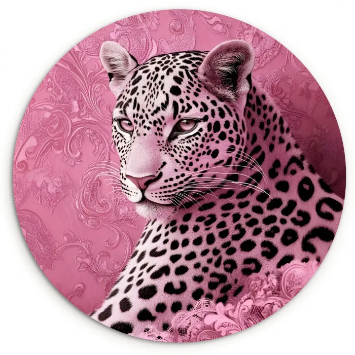 Panter - Luxe - Roze Wandcirkel plexiglas klein -3d