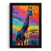 Giraffe - Savanna - Lucht - Gekleurd fotolijst zwart zonder passe partout klein -3d