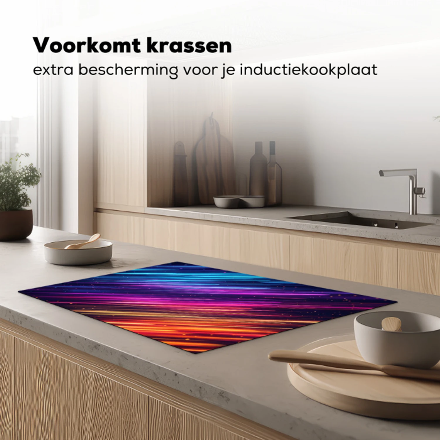 Snelheid - Kosmos - Kleurrijk Inductie beschermer vinyl 3mm klein -sfeer1