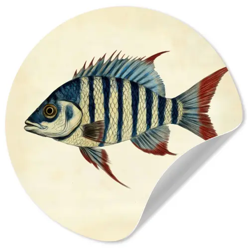 Gestreept - Donkerblauw - Rugvin - Vis Wandcirkel behangsticker klein -3d