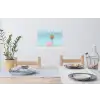 Palmboom - Strandhuis - Roze Muursticker klein -eettafel