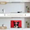 Hond - Hartjesbril - Loveyou - Rood keuken achterwand spatscherm klein -voor_na_NL