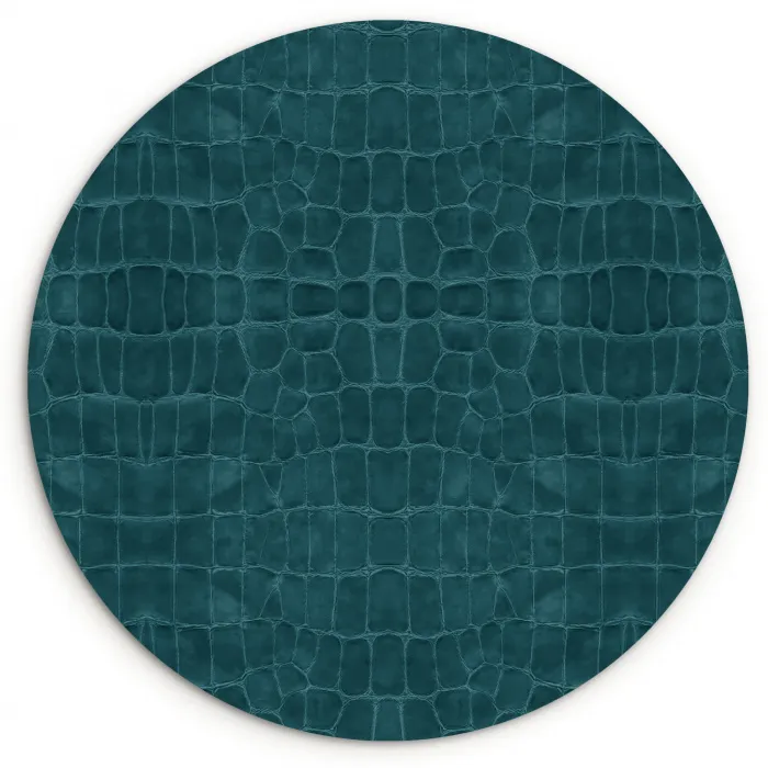Krokodil - Leer - Petrol - Blauw Wandcirkel plexiglas klein 852 -3d