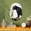 Panter - Zwart - Abstract - Goud Wandcirkel Ovaal Forex klein -sfeer2