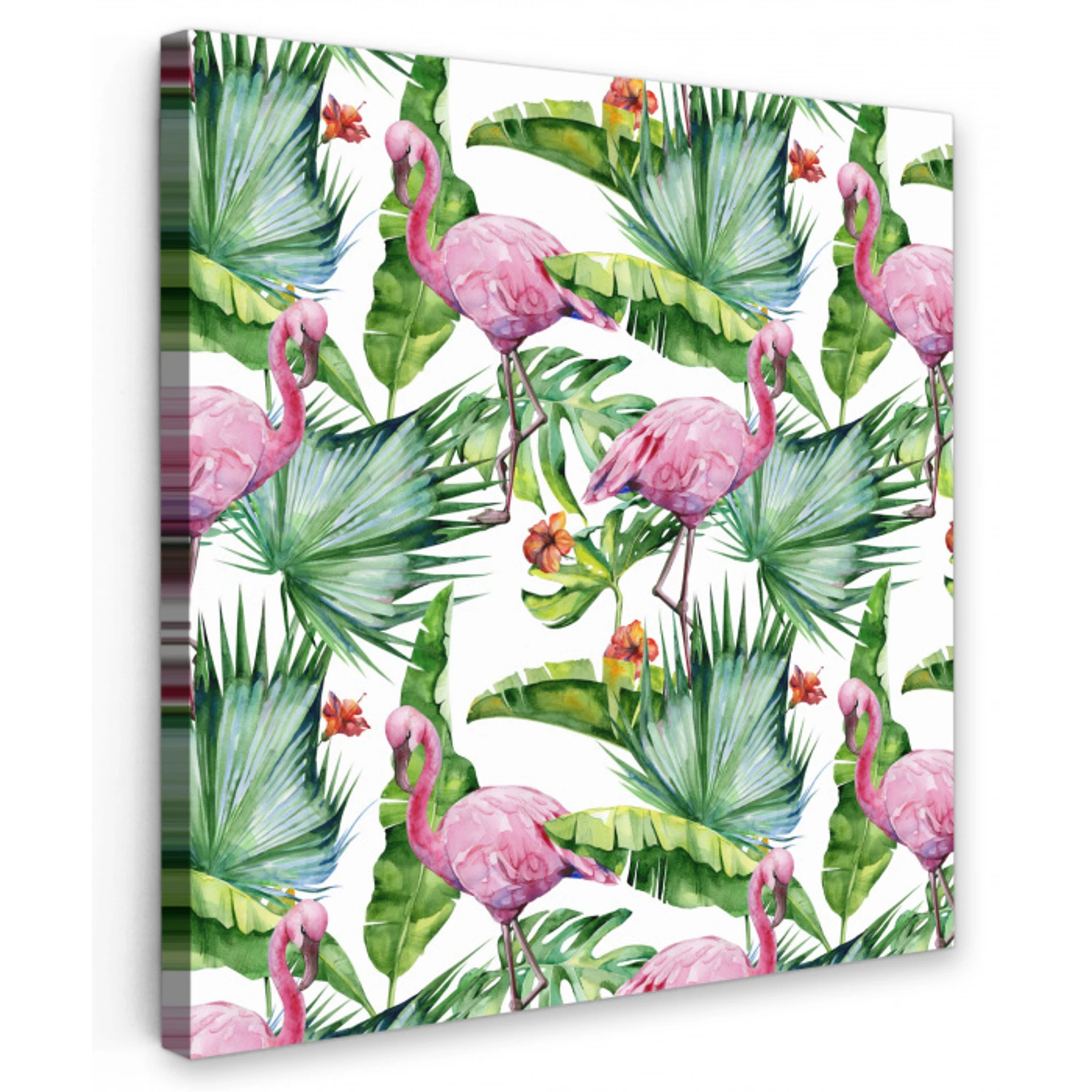 Inductie beschermer - Flamingo - Bladeren - Afdekplaat voor kookplaat - Tropisch Tuinposter op houten frame 2 cm dik klein -3d