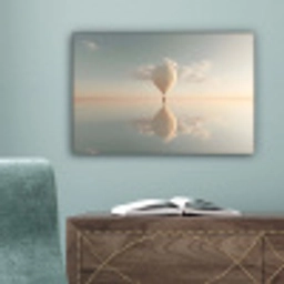 Luchtballon - Wolken - Water - Blauw canvas 2cm klein -sfeer4