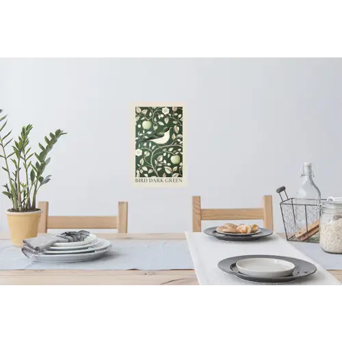 Groen - Vogel  - Bloemen Muursticker klein -eettafel