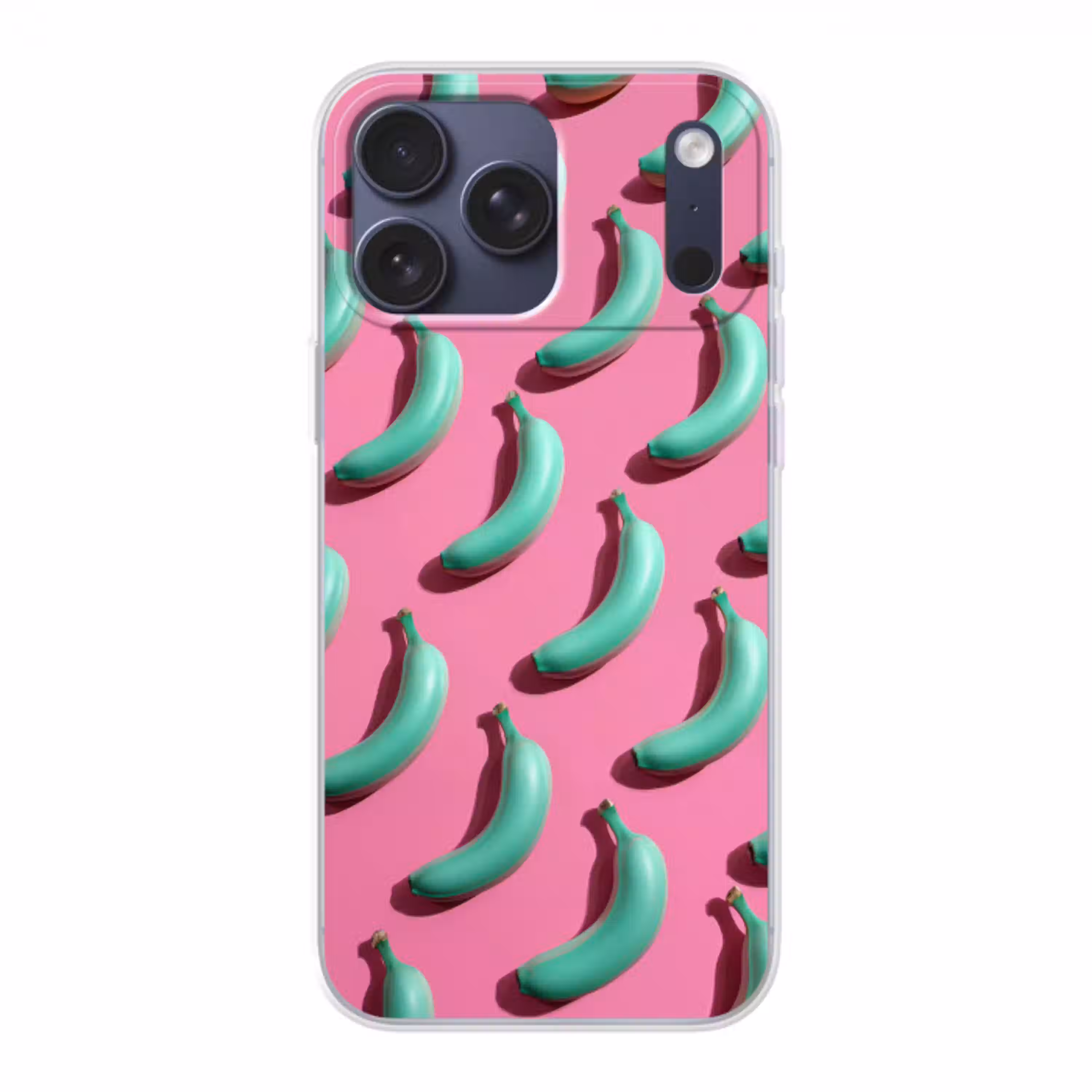 Bananen - Patroon - Blauw - Roze Telefoonhoesje iPhone 17 Pro Max klein -3d