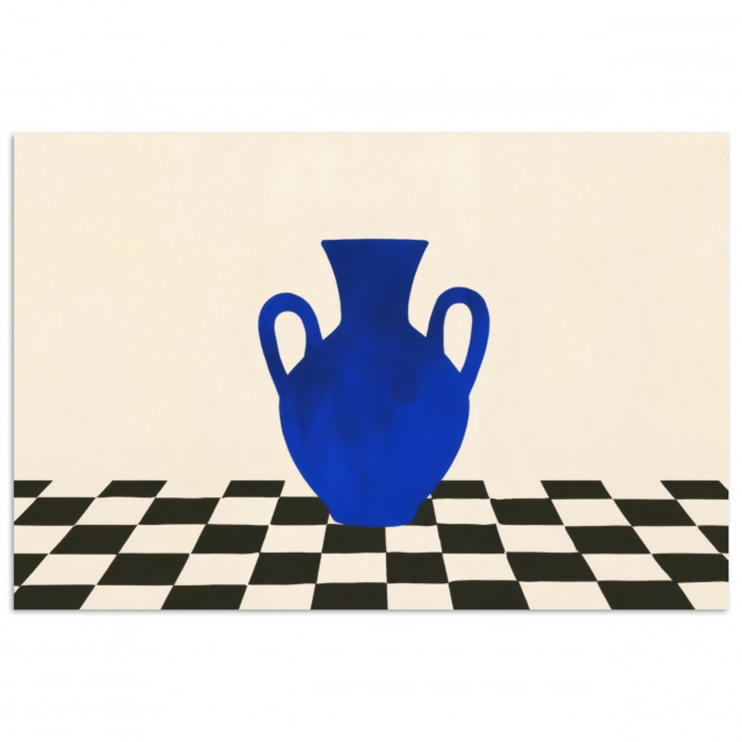 Vaas - Blauw - Geblokt - Modern poster papier klein -3d