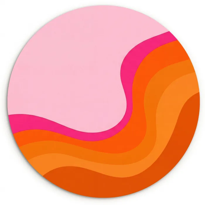 Retro - Waves - Kleurrijk Wandcirkel kunststof plaat 5mm dik klein -3d