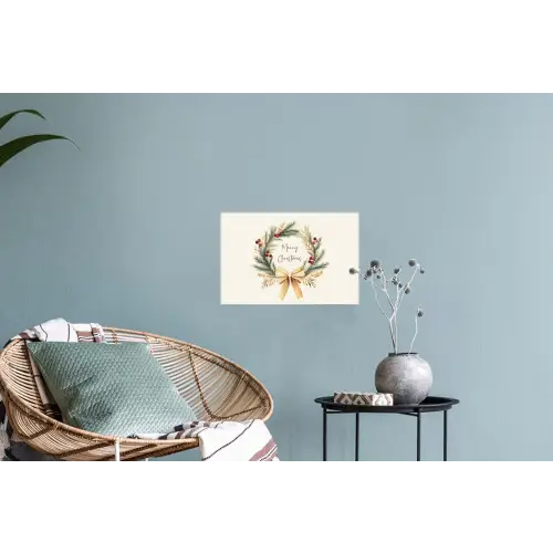 Kerstkrans - Kerst - Goud - Beige Muursticker klein -plant