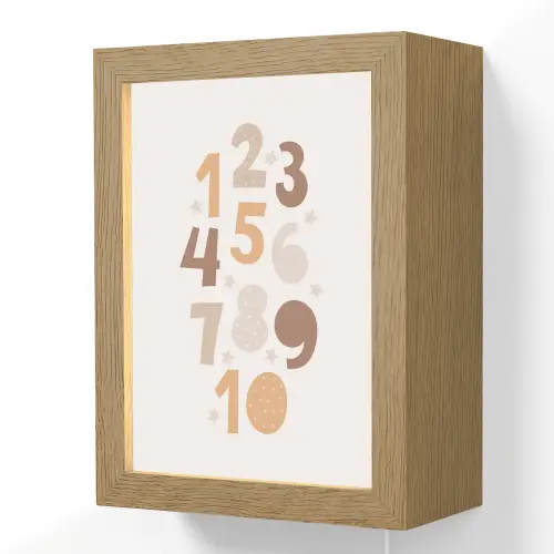 Getallen - Educatief - Leren tellen - Cijfers oefenen voor kinderen - Pastel kleuren Light Box met kabel (Wandlamp kind) klein -3d