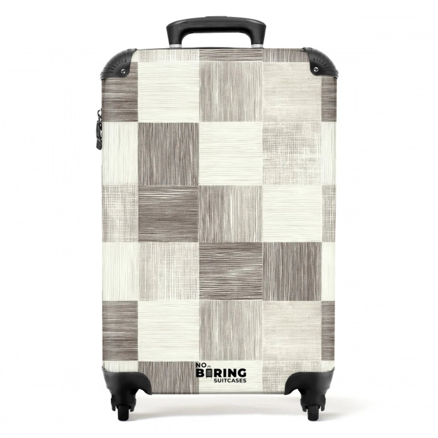 Patroon - Dambord - Houtnerf NBS - Handbagage koffer - Volwassenen Unisex middel -productfoto_recht