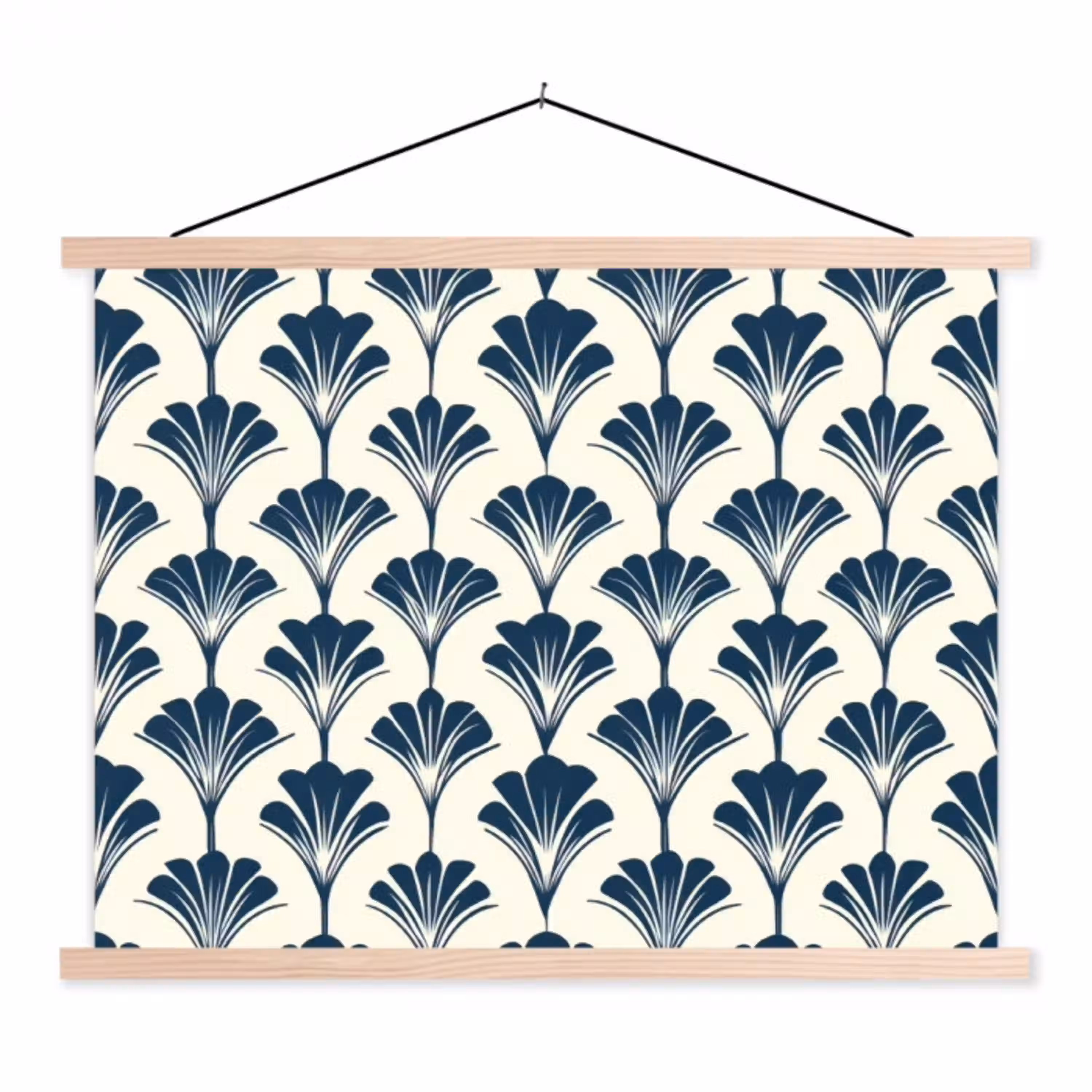 Klassiek - Motief - Blauw textielposter latten blank klein 122 -3d