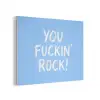 Blauw - Wit - You fuckin rock PET vilt klein -3d