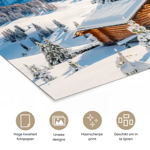 Landschap - Winter - Sneeuw poster papier klein -closeup_NL