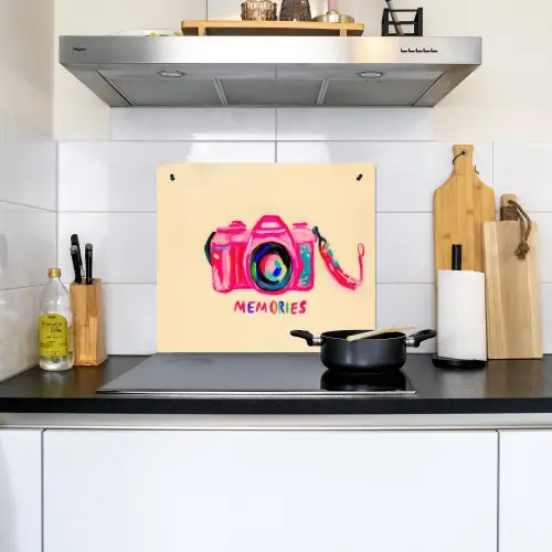 Camera - Memories - Roze - Geschilderd Inductie beschemer met haakjes middel -sfeer2