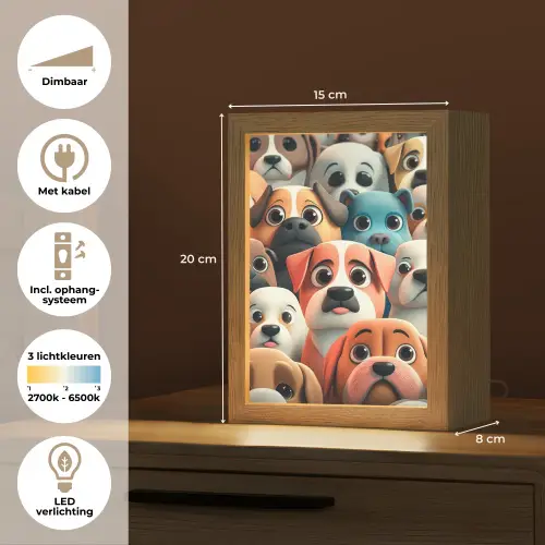 Hond - Dieren - Patronen - Bruin - Meiden - Jongens Light Box met kabel klein -USP_NL