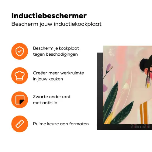 Vrouw - Bloemen - Pastel Inductie beschermer vinyl 3mm klein -zzzzzzz-td-ups