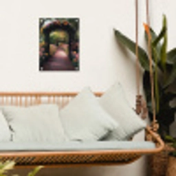Doorkijk - Bloemen - Pad - Natuur - Kleurrijk tuinposter los doek klein -sfeer7