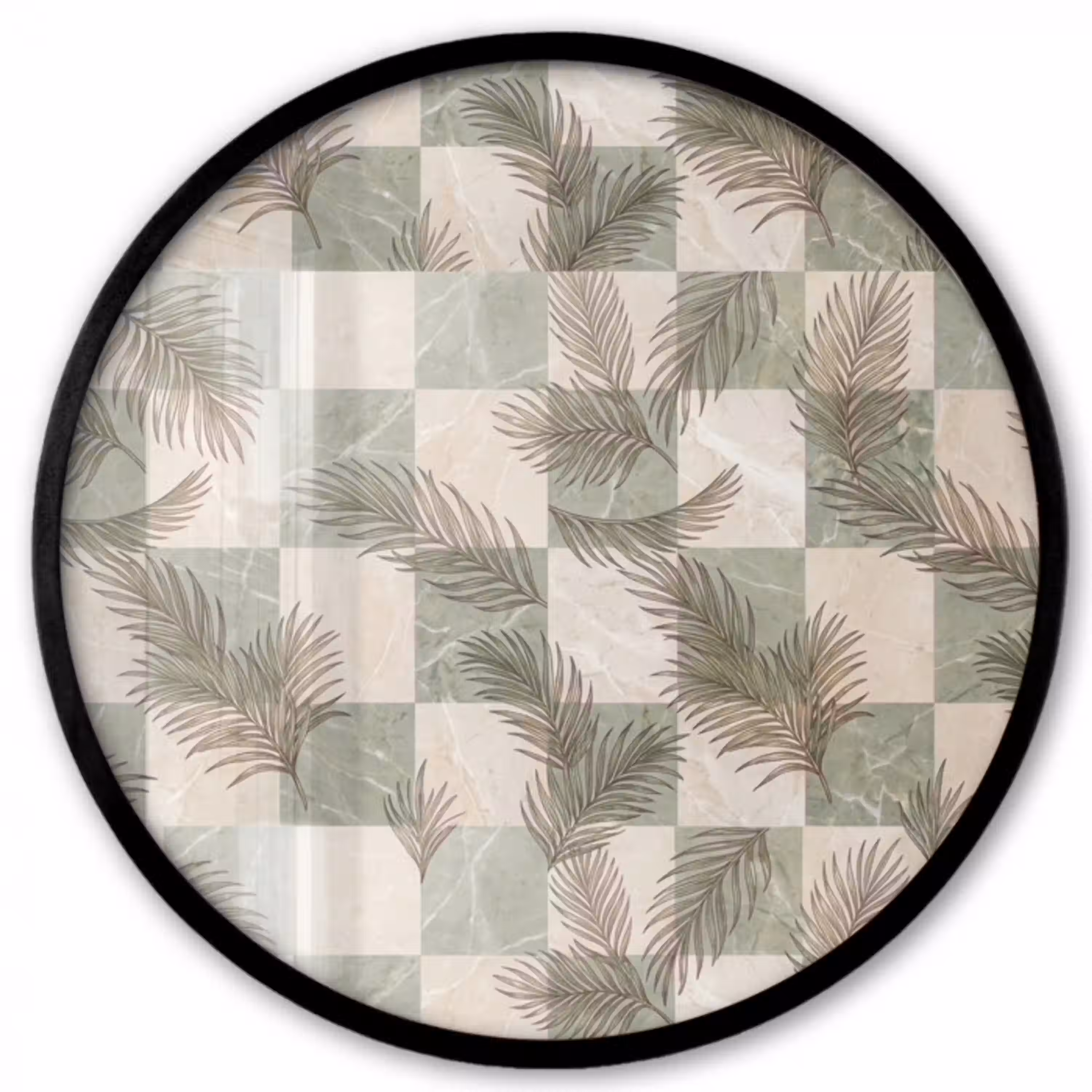 Planten - Bladeren - Marmer - Modern - Groen Fotolijst rond zonder passe partout klein -3d