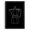 Mokkapot - Zwart - Wit - Lijntekening KitchenYeah - Keuken - Fotolijst klein -3d
