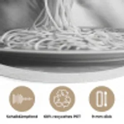 Sphynx - Kat - Dieren - Humor - Spaghetti - Zwart Wit Akoestische PET Vilt - Rond klein -closeup_DE