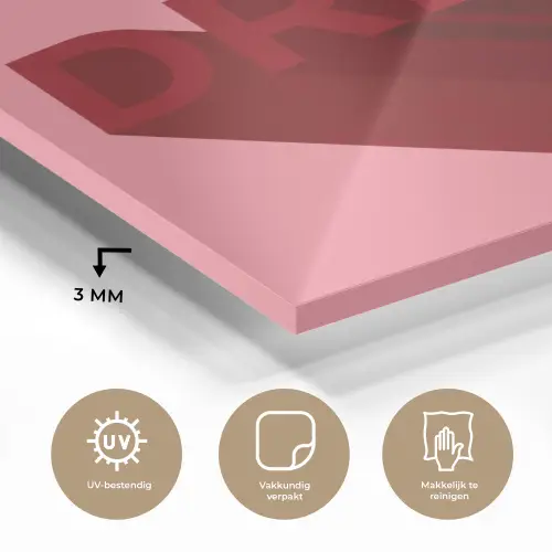 Dream - 3D - Rood - Roze plexiglas 5mm klein -sfeer2