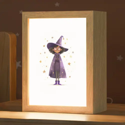Heks - Paars - Sterren - Heksenhoed Light Box met kabel klein -zzz_3d_website
