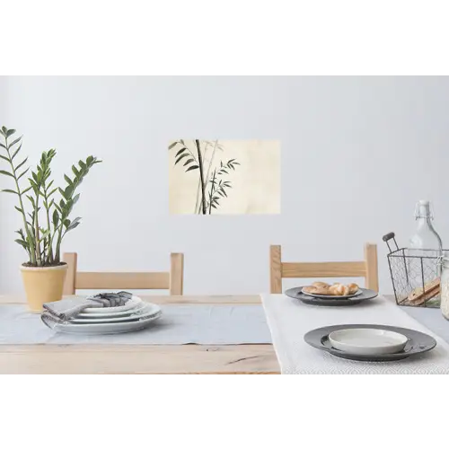 Japandi - Bamboe - Beige Muursticker klein -eettafel