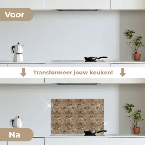 Beige - Graniet - Ruw keuken achterwand spatscherm klein 900 -voor_na_NL