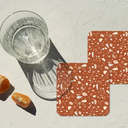 Terrazzo - Patroon - Klei onderzetter kurk middel 366 -sfeer4