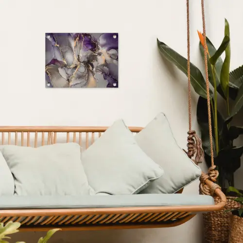 Goud - Paars - Marmer tuinposter los doek klein -sfeer7