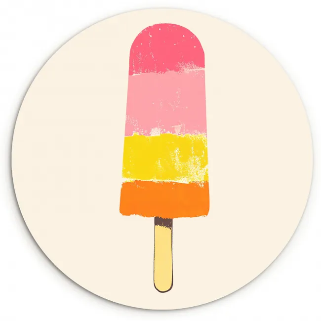 Waterijsje - Retro - Stokje - Roze KitchenYeah - Keuken - Wandcirkel Forex klein -3d