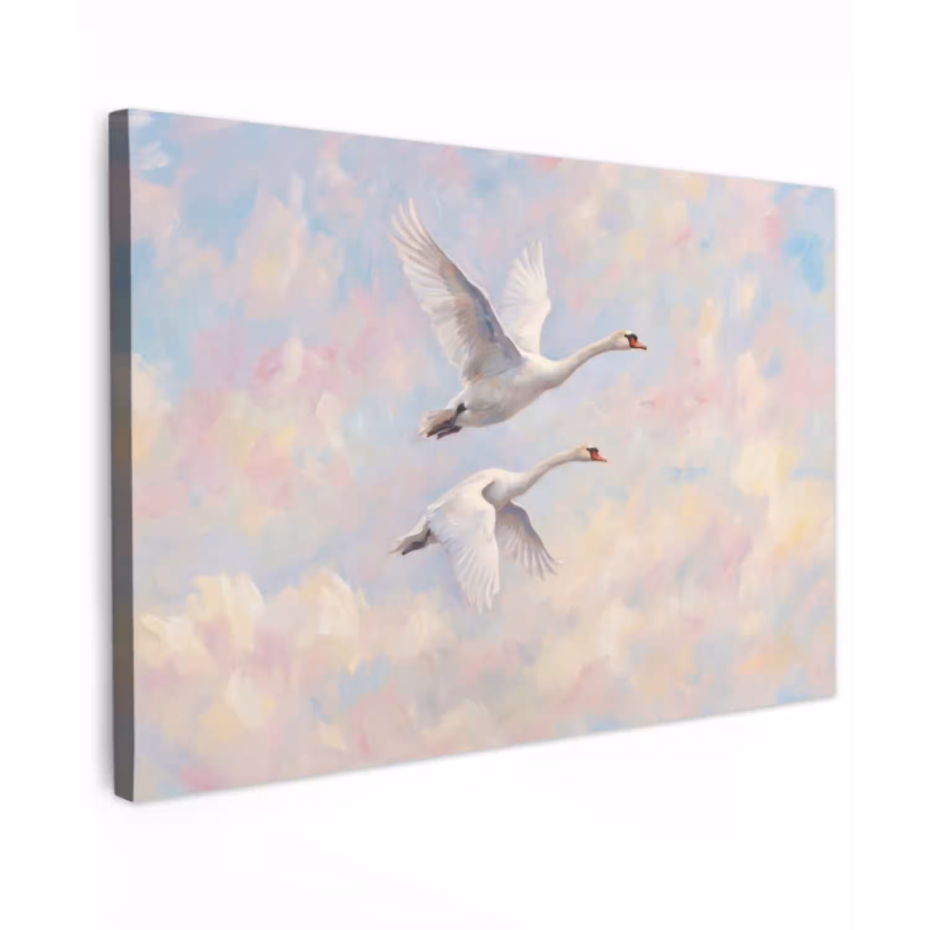 Vogel - Vliegend - Lucht - Modern - Pastel Tuinposter op houten frame 2 cm dik klein -3d