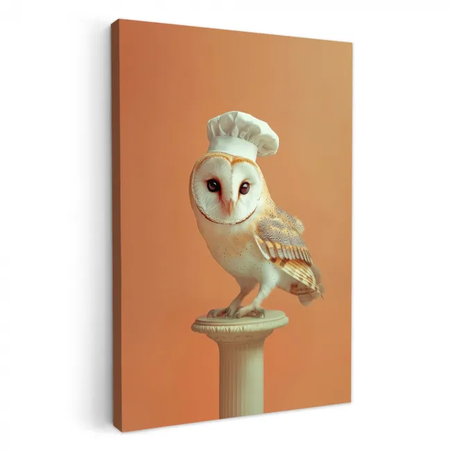 Kerkuil - Koksmuts - Oranje - Vogel KitchenYeah - Keuken - Canvas klein -3d