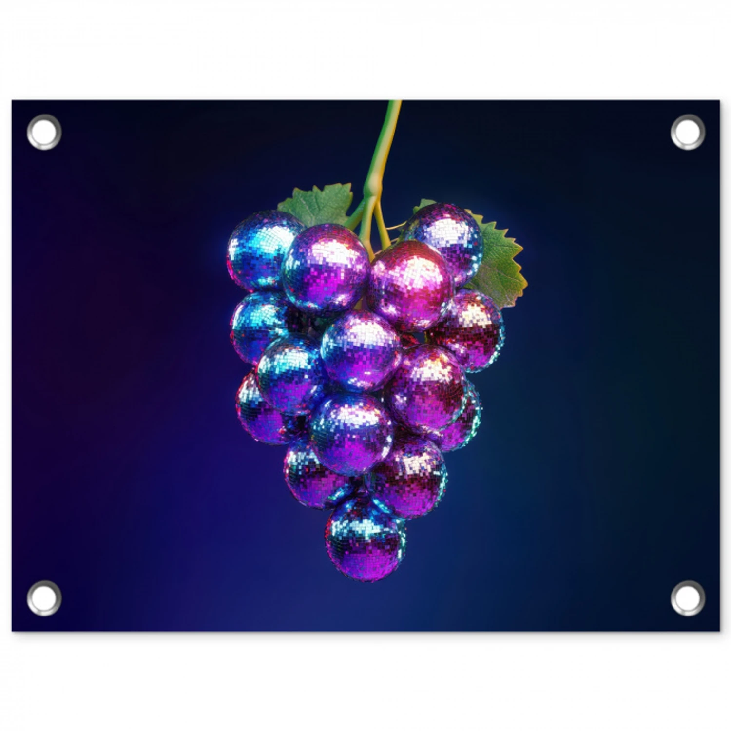 Paars - Disco - Feest - Druif tuinposter los doek klein -3d