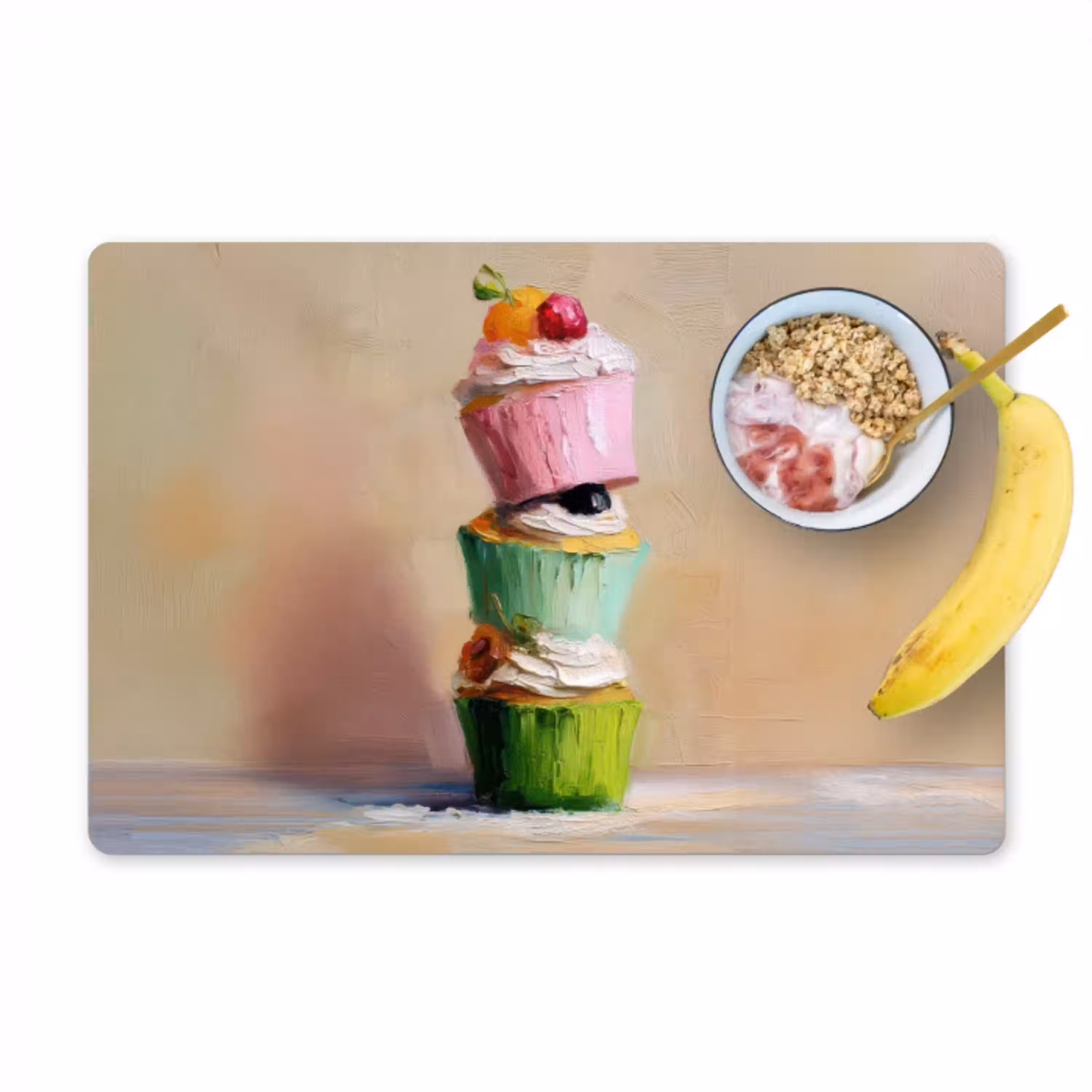 Cupcakes - Gestapeld - Kleurrijk - Fruit Placemat vinyl groot -zzzproduct_Kitchenyeah-website