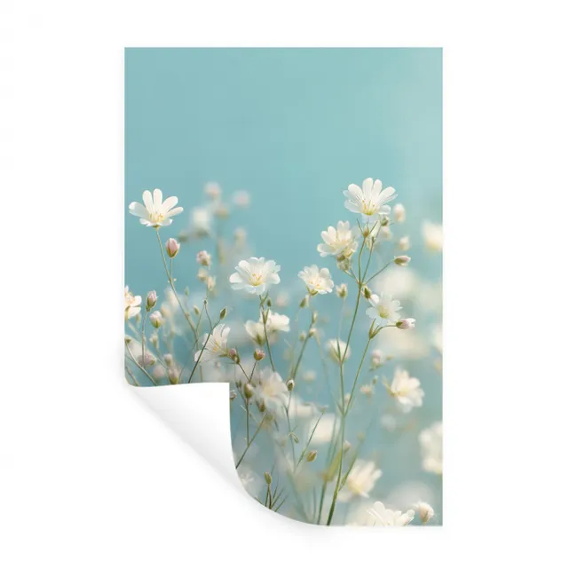 Stengels - Bloemen - Lucht - Wit Muursticker klein -3d